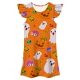 thumbnail image 1 of Vrotazzy Girls Flutter Sleeve Nightgown Summer Casual Cartoon Digital Print Dress Cute Halloween Sleepwear for Toddler Kids Daily Wear, 1 of 5