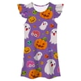 thumbnail image 1 of Vrotazzy Girls Flutter Sleeve Nightgown Summer Casual Cartoon Digital Print Dress Cute Halloween Sleepwear for Toddler Kids Daily Wear, 1 of 5