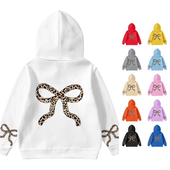 Vrotazzy Girls Long Sleeve Print Hooded Sweatshirt Loose Fit Pullover Top Casual Wear