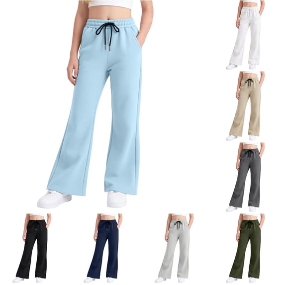 Vrotazzy Girls Pants Flared Sweatpants for Girls 5-16 Years Everyday Casual Indoor Outdoor Comfort Fit Kids Trousers