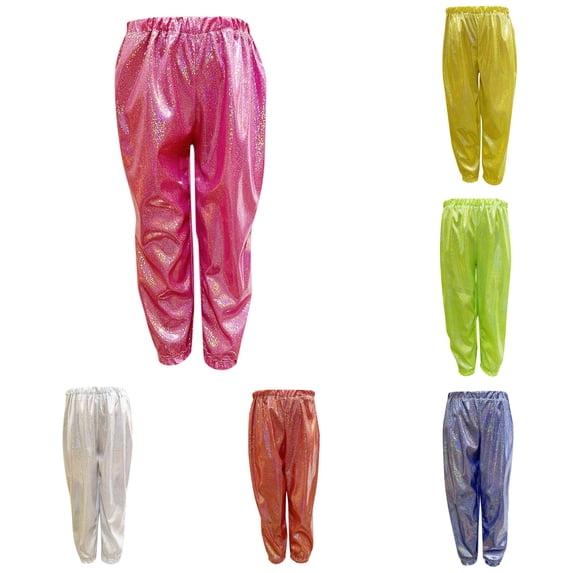 Vrotazzy Girls Pants - Modern Sparkly Dancewear for Kids Loose Fit Harem Style Pants for Hop Street Dance Versatile Playwear