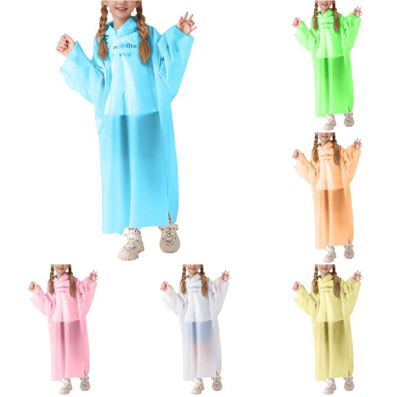 Vrotazzy Girls Rain Wear for Kids - All-Season Lightweight Jacket for 5-12 Years Easy to Clean Comfortable and Versatile Rain Gear for School and Outdoor Activities 6PCS