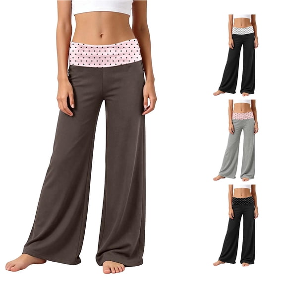 Vrotazzy Girls Wide Leg Pants for Everyday Playful Prints and Patchwork Waist Boys? Girls Waist Patchwork Relaxed Fit Casual Trousers for Everyday Use 5-14 Years Spring Summer Ready