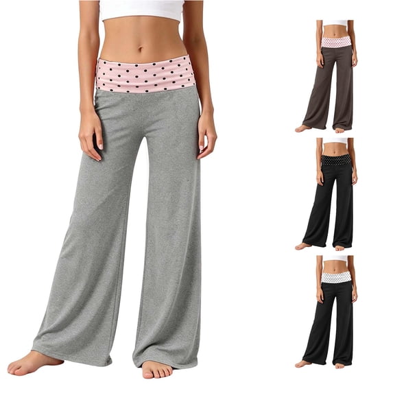 Vrotazzy Girls Wide Leg Pants for Everyday Playful Prints and Patchwork Waist Boys? Girls Waist Patchwork Relaxed Fit Casual Trousers for Everyday Use 5-14 Years Spring Summer Ready