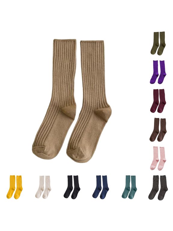 Japanese Style Double Knit Crew Socks for Soft Casual Mid Calf Breathable Everyday Wear Non Comfortable Stretchable Stackable Sock Girls Ladies