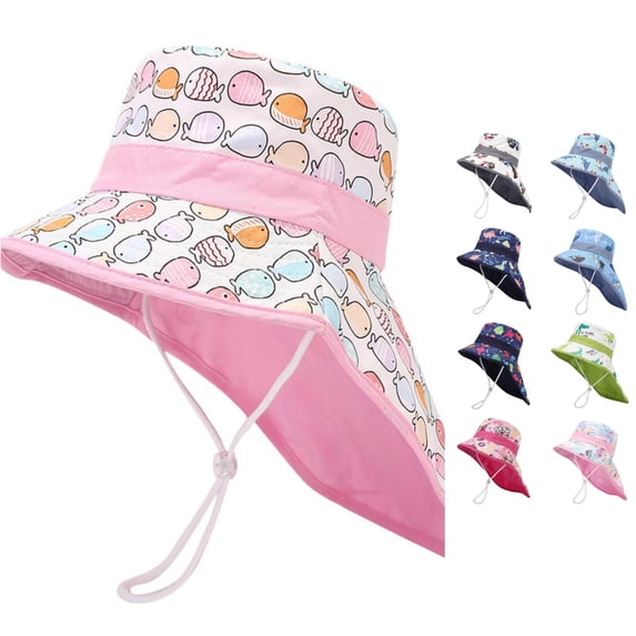 Vrotazzy Kids Sun Hat Adjustable Fisherman Cap for Boys Girls Outdoor Everyday Lightweight Breathable Summer Beach Playground