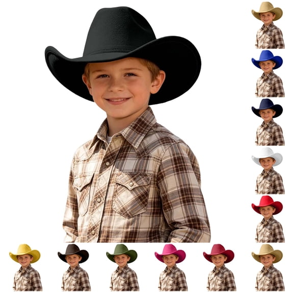 Vrotazzy Kids Western Cowboy Hat for Children - Playful Sun Hat with Adjustable Fit for Boys and Girls Easy Care Everyday Headwear for Adventures,Size 6-12 Years