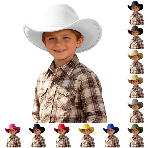 Vrotazzy Kids Western Cowboy Hat for Children - Playful Sun Hat with Adjustable Fit for Boys and Girls Easy Care Everyday Headwear for Adventures,Sizes 6-12 Years