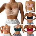 thumbnail image 1 of Vrotazzy Lace Underwire Push Up Bra Demi Cup Smooth T Shirt Bra for Women Comfortable Adjustable Straps French Full Coverage Front Closure V Racerback Plus Size Non Padded, 1 of 9