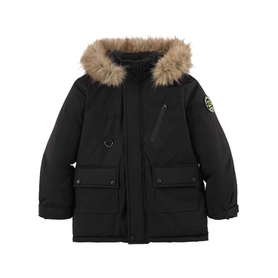Vrotazzy Large Collar Children’s Down Padded Jacket Mid Length Style Thickened Hooded Coat for Boys Girls