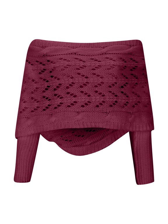 Men's And Women's Fashion Casual Autumn Winter Outdoor Solid Knitted Wool Hollow Length Shawl Bib Scarf,Sizes One Size
