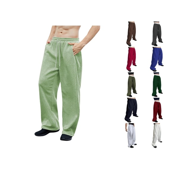Vrotazzy Men's Casual Pants Loose Fit Straight Leg Trousers with Pockets for Daily Wear and Sports – Comfortable Soft Beltless Waist Men’s Everyday Bottoms,Sizes 2XL