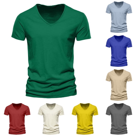 Vrotazzy Men's Casual V Neck T Shirts for Daily Wear – Loose Fit Stretch Knit Tee ideal for Spring Summer