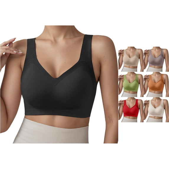 Vrotazzy Seamless Comfort Bras for Full Coverage Wireless T Shirt Bra With Support Everyday Wear,Size M