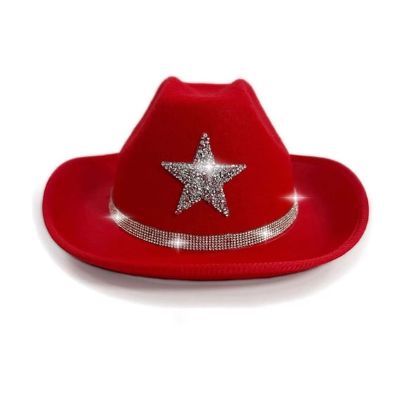 Vrotazzy Sparkly Star Cowboy Hat for Kids Western Festival Party Sun Outdoor Play,Sizes 4-10 Years