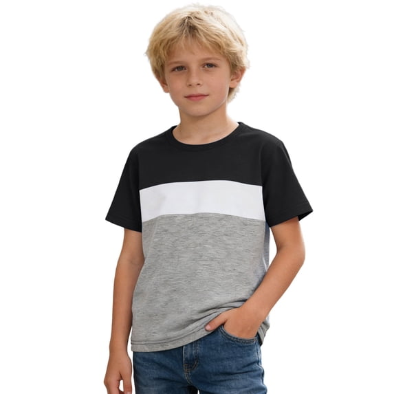 Vrotazzy Stylish Graphic Crew Neck Tee for Youth Boys Comfortable Casual Short Sleeve Shirt Playwear Daily Wear