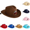 thumbnail image 1 of Vrotazzy Summer Sun Straw Beach Hat for Kids Western Cowboy Style in 6 Colours for Boys Girls 2 to 6 Years,Size A, 1 of 5