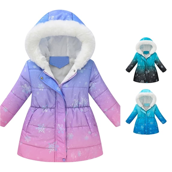 Vrotazzy Toddler Boys Girls Winter Coat Hooded Jacket Thicken Windproof Zipper Warm Outwear,Sizes 2-3 Years