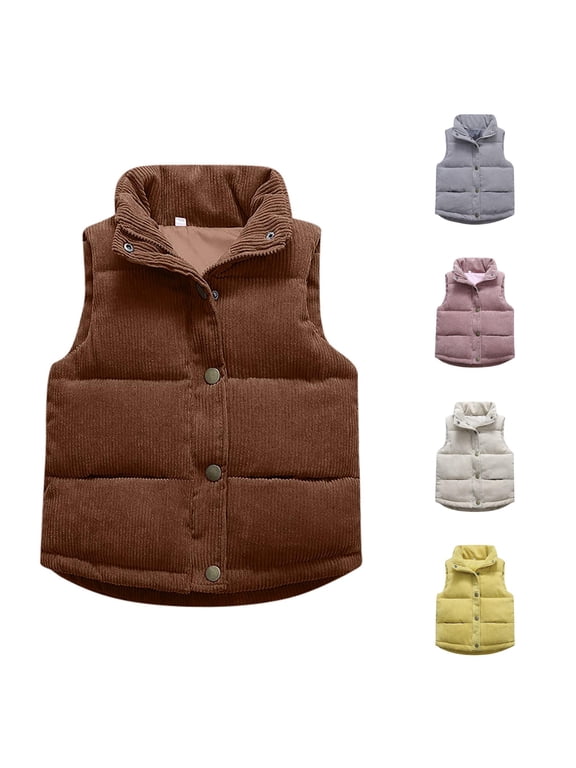 Toddler Kids Baby Girls Boys Corduroy Vest Fuzzy Sleeveless Coat Outerwear Pockets,Size 12-18 Months