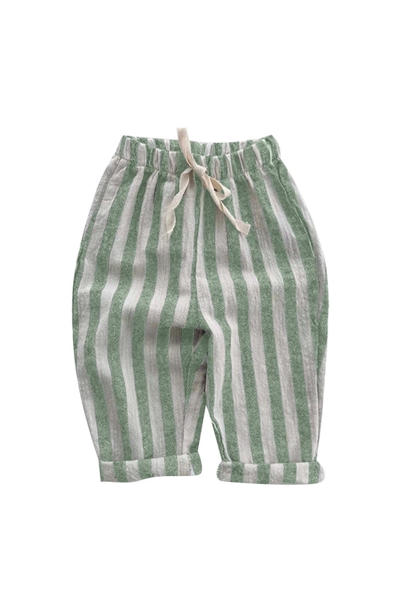Toddler Linen Pants Minimalist Striped Pants,Sizes 5-6 Years