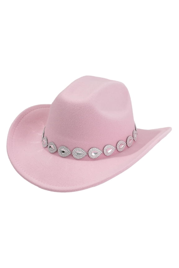 Western Cowboy Hat Women Men Style Metal Drops Net Design Chain Parties Fashion Events,Sizes One Size