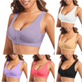 thumbnail image 1 of Vrotazzy Women Casual Hollow Out Button Breathable Sport Bra Top Underwear Without Steel Ring Gathering, 1 of 9