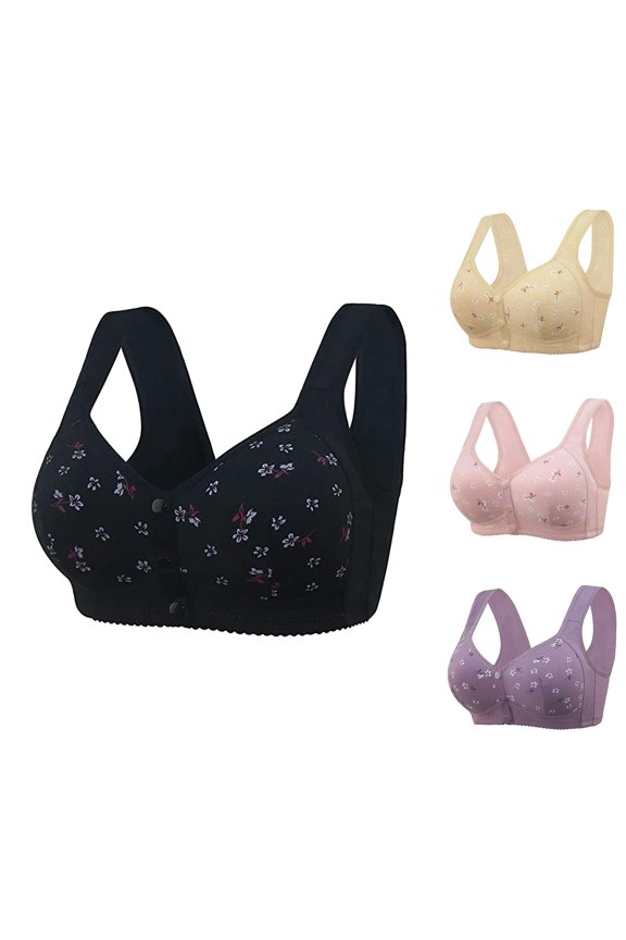 Women Lace Front Button Shaping Cup Adjustable Shoulder Strap Large Size Underwire Bra,Size 2XL