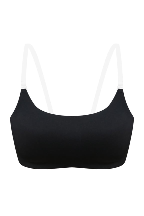 Women Transparent Shoulder Strap Backless Underwire Bra,Sizes M