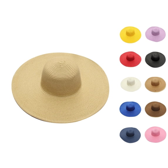 Vrotazzy Women Wide Brim Straw Beach Hat Sun Cap for Ladies Little Girl Summer