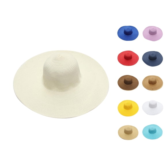 Vrotazzy Women Wide Brim Straw Beach Hat Sun Cap for Ladies Little Girl Summer