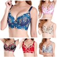 thumbnail image 1 of Vrotazzy Women's Embroidered Adjustable Push Up Bra Lace Unlined Underwire Corset Bustier Sheer Mesh Backless Balconette Demi Cup, 1 of 4