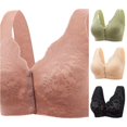 thumbnail image 1 of Vrotazzy Women's Front Open Button Top Up Comfortable Traceless Lace Plus Size Gathered Drop Bra, 1 of 3