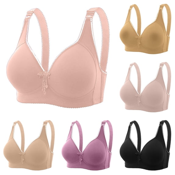 Vrotazzy Women's Plus Size Seamless Wire Bra With Four Clasp Maternity Breathable Comfort Enhancing Lift Design