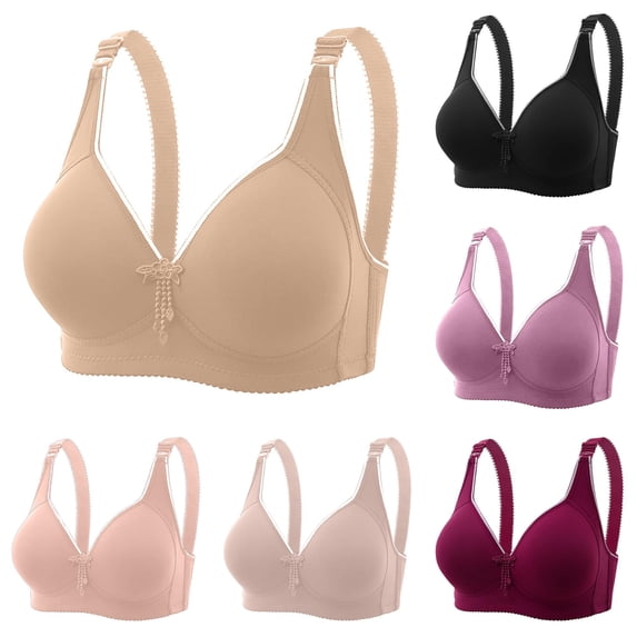 Vrotazzy Women's Plus Size Seamless Wire Bra With Four Clasp Maternity Breathable Comfort Enhancing Lift Design