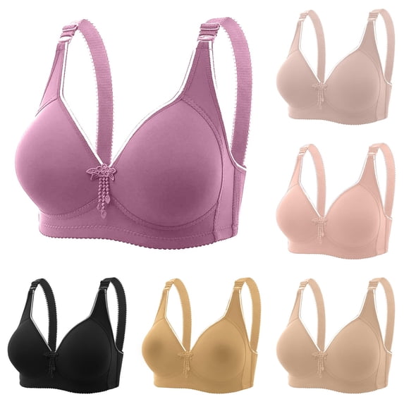 Vrotazzy Women's Plus Size Seamless Wire Bra With Four Clasp Maternity Breathable Comfort Enhancing Lift Design
