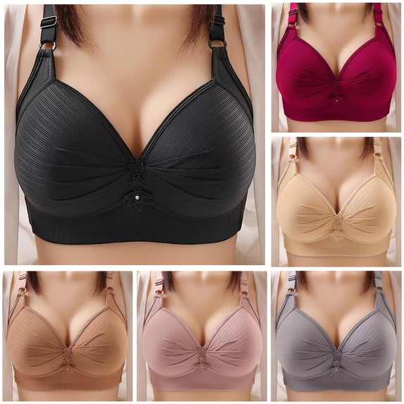 Vrotazzy Women's Push Up Wireless Bra Comfort Underwire Seamless Daily Bralette Soft Breathable Lift Smooth Fit Unlined Coverage