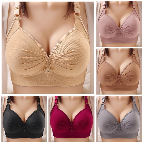 Vrotazzy Women's Push Up Wireless Bra Comfort Underwire Seamless Daily Bralette Soft Breathable Lift Smooth Fit Unlined Coverage