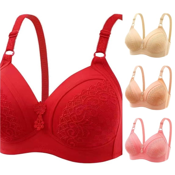 Vrotazzy Women's Push Up Wireless Bra Comfort Underwire Bralette Everyday Underwear Seamless Lightly Padded Lace Adjustable Straps Breathable Soft Full Coverage Daily Wear