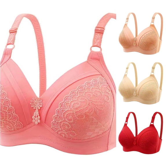 Vrotazzy Women's Push Up Wireless Bra Comfort Underwire Bralette Everyday Underwear Seamless Lightly Padded Lace Adjustable Straps Breathable Soft Full Coverage Daily Wear