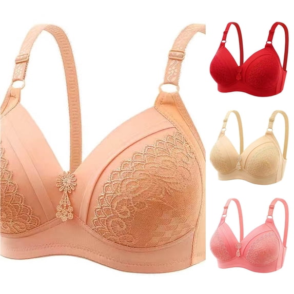 Vrotazzy Women's Push Up Wireless Bra Comfort Underwire Bralette Everyday Underwear Seamless Lightly Padded Lace Adjustable Straps Breathable Soft Full Coverage Daily Wear