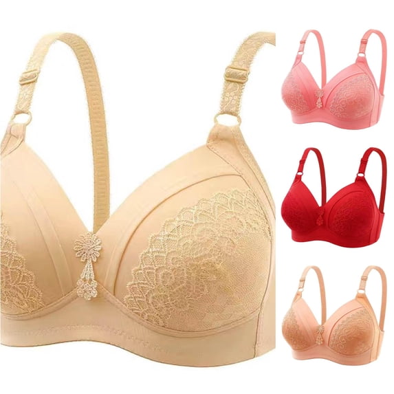 Vrotazzy Women's Push Up Wireless Bra Comfort Underwire Bralette Everyday Underwear Seamless Lightly Padded Lace Adjustable Straps Breathable Soft Full Coverage Daily Wear