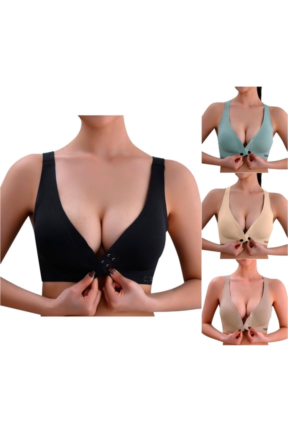 Womens Front Closure Bra Racerback Plus Size Unlined Underwire Full Coverage Bras,Sizes M