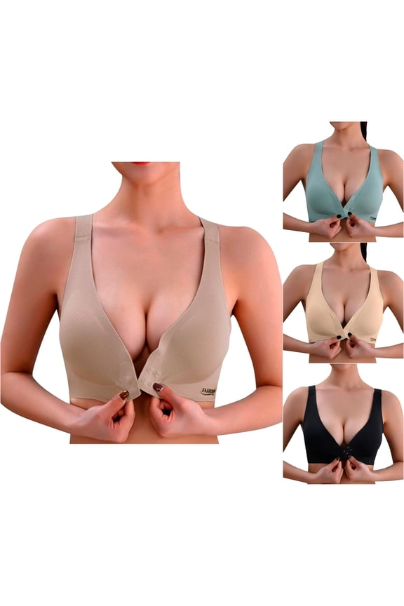 Womens Front Closure Bra Racerback Plus Size Unlined Underwire Full Coverage Bras,Sizes XL