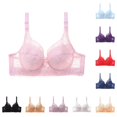 thumbnail image 1 of Vrotazzy Womens Lace Gathered Bra Straps Cup Underwear Push Up Wirefree Unlined Adjustable Back Closure Soft Daily Wear, 1 of 3