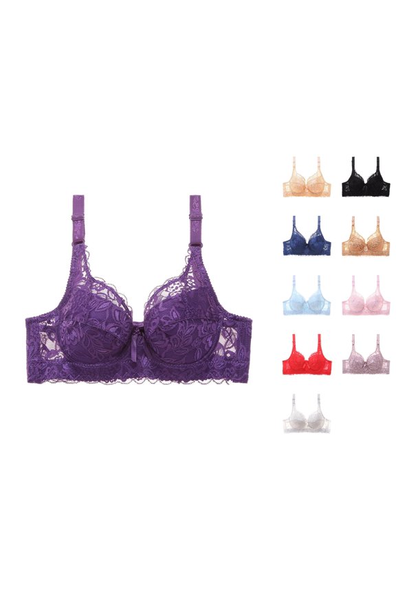 Womens Lace Gathered Bra Straps Cup Underwear,Size 105B