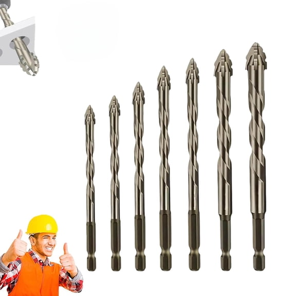 Vrsgs Drill Bits, 4 Blade Serrated Eccentric Drill Bit, 2025 New Visulong Four Edged Serrated Eccentric Drill Bit, High-Strength Eccentric Twist DrillBit Set, for Metal, Stone, Glass