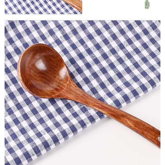 Vruelia 1 Pack Kitchen Cooking Straight Handle Wooden Wood Soup Scoop Spoon Ladle Brown 11" Long