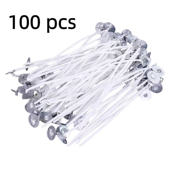 Vruelia 100x Candle Wicks Cotton Core Pre Waxed With Sustainers Candle Making Festival Clearance Gifts Handmade DIY Candle Making
