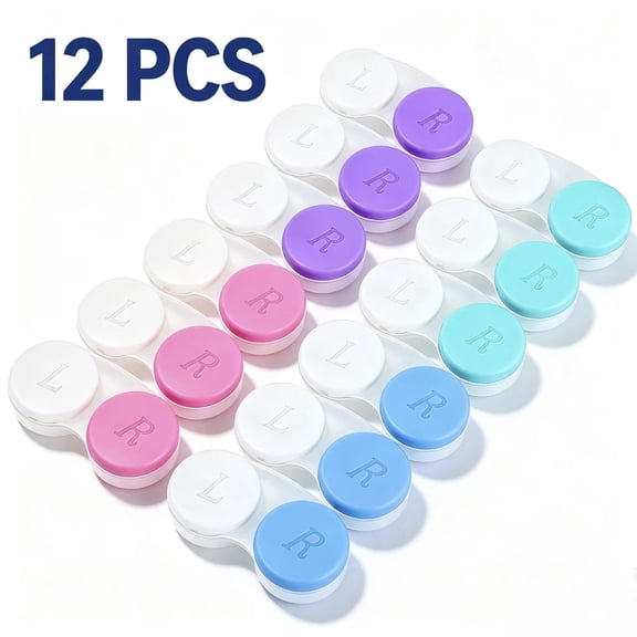 Vruelia 12PCS Colorful Contact Lens Case, Contact Lens Immersion Kit, Leak-Proof Packaging, Suitable for Outdoor Mini Contact Lens Case Screw Top