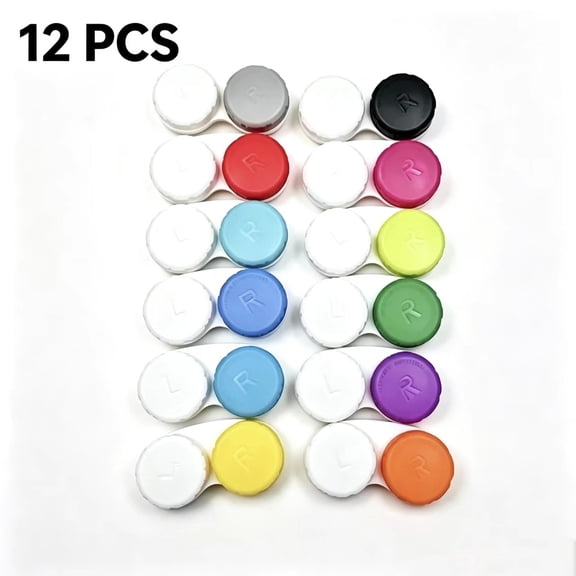 Vruelia 12PCS Colorful Contact Lens Case, Contact Lens Immersion Kit, Red, Orange